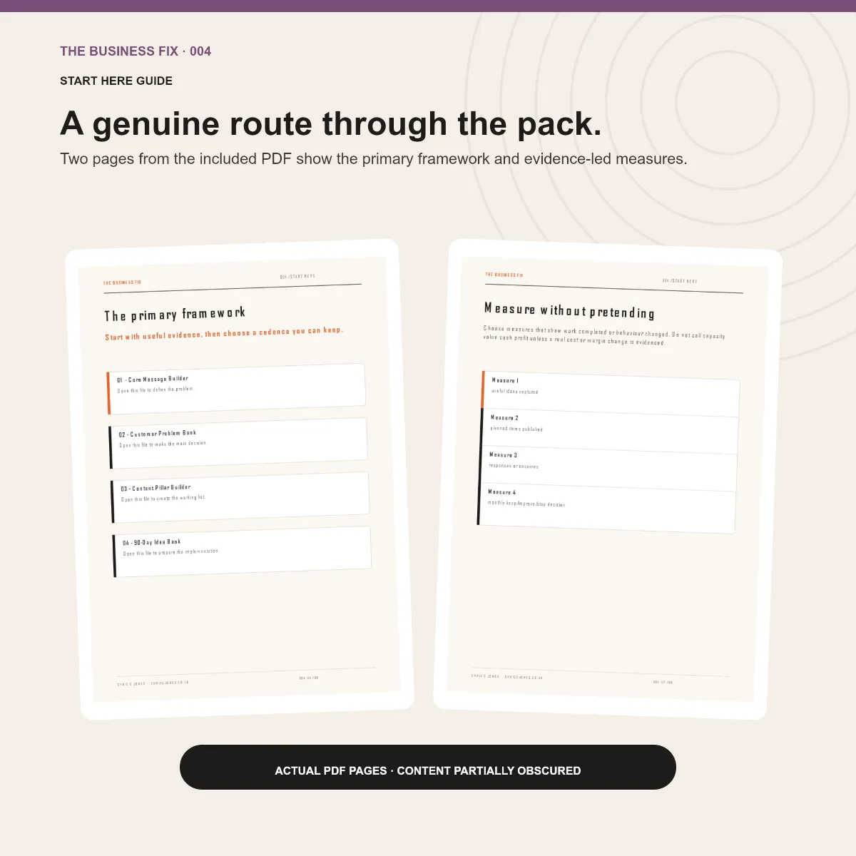 Preview of the Start Here guide included in Business Fix 004, Build a Marketing System You Can Actually Maintain