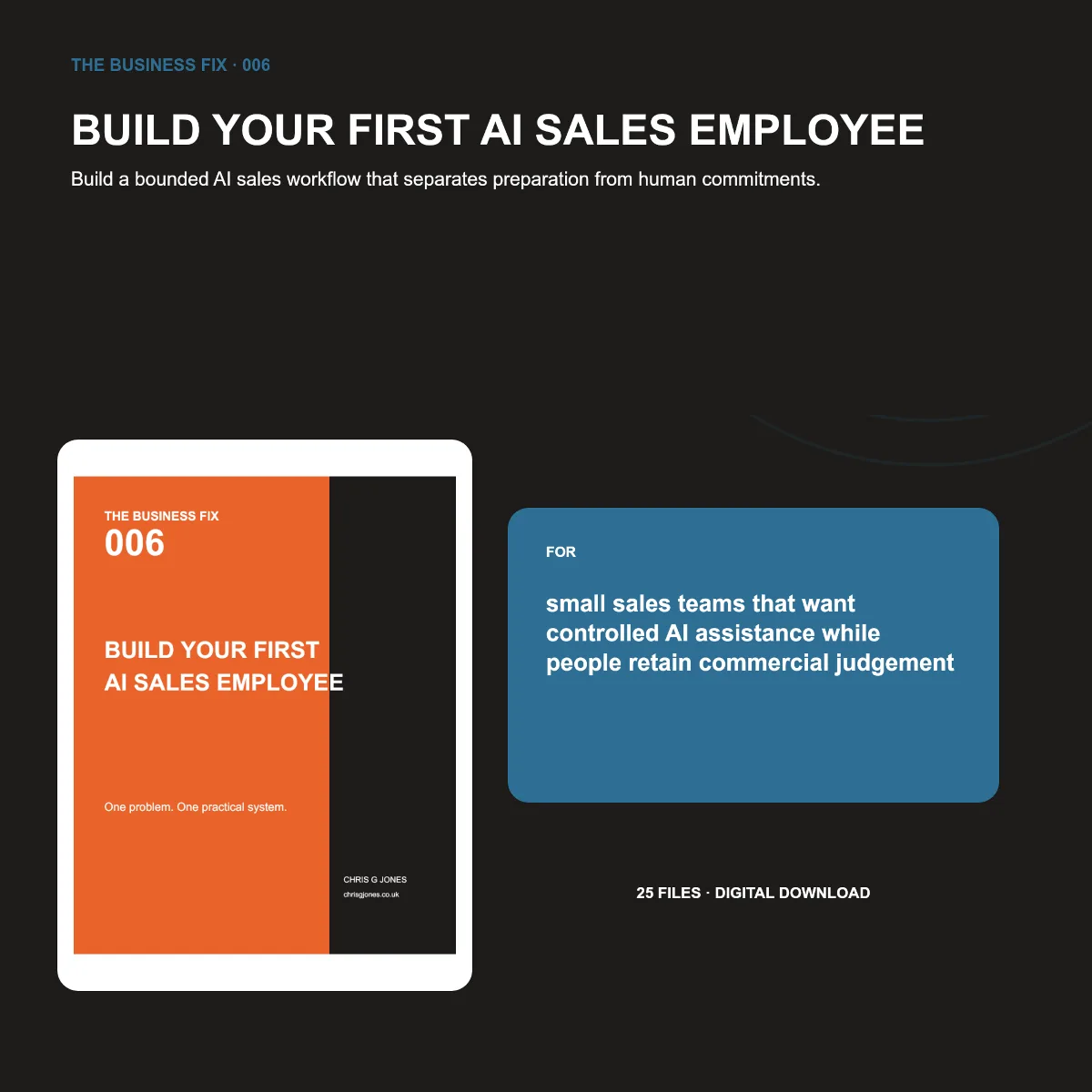 Business Fix 006, Build Your First AI Sales Employee, shown as a complete digital business toolkit