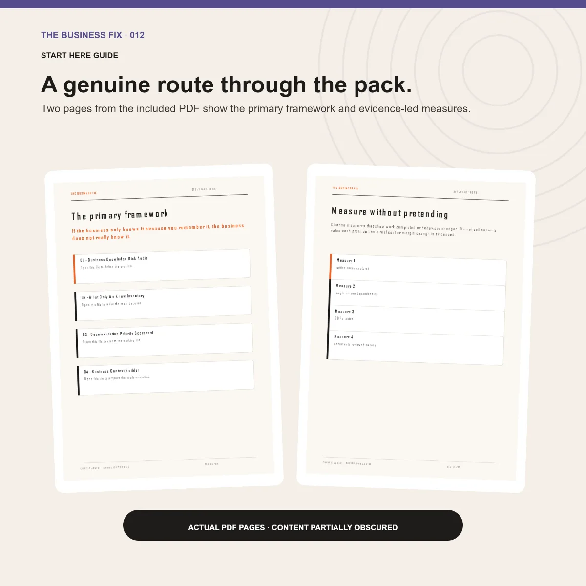 Preview of the Start Here guide included in Business Fix 012, Get Your Business Out of Your Head