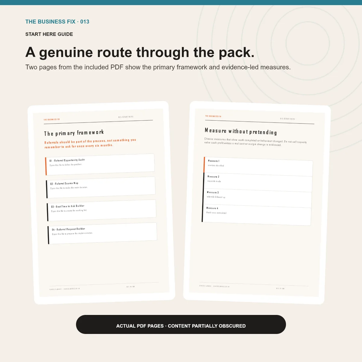 Preview of the Start Here guide included in Business Fix 013, Build a Referral System That Actually Gets Used
